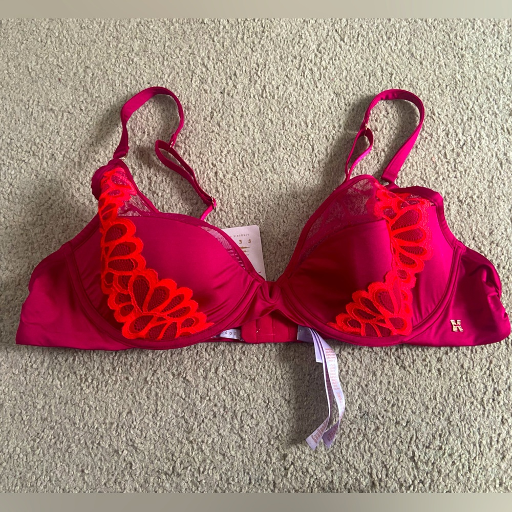 Savage Fenty burgandy and orange bra